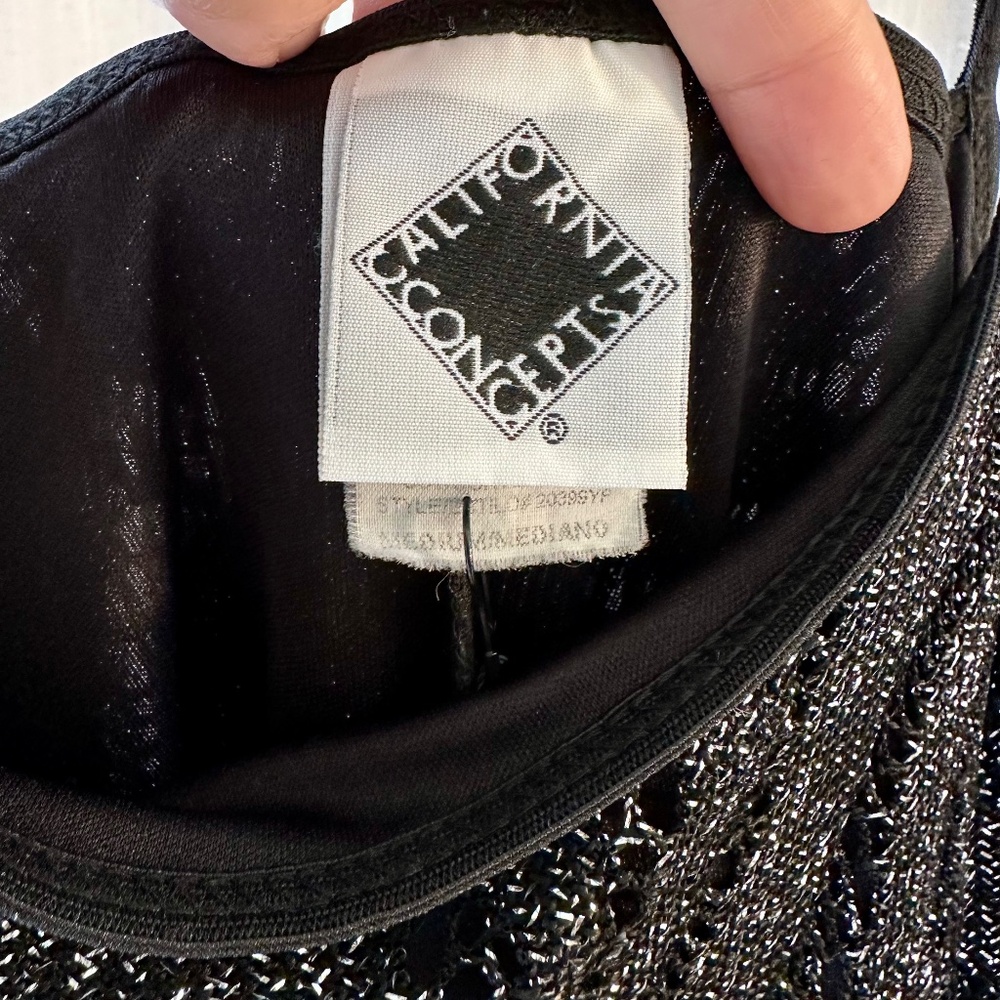 Vintage California Concept Silver/black Evening Fringe Dress - Picture 4 of 4